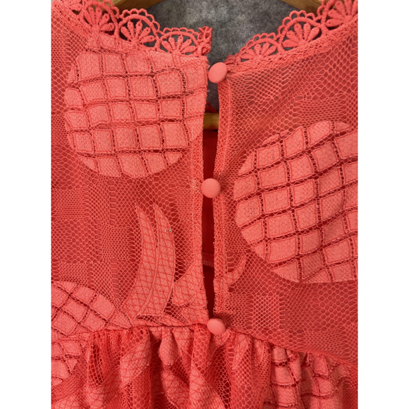 Maeve Anthropologie Blouse Womens 12 Coral Lace Crochet Pineapple Tank Top - Picture 10 of 14